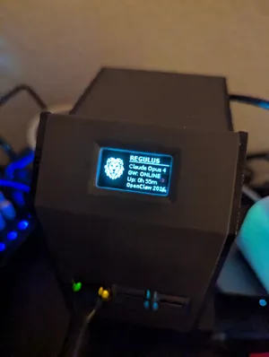 OLED showing agent status with lion logo